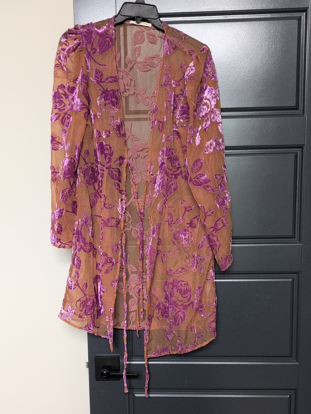 Urban Outfitters Sheer Velvet Robe Wrap with Lavender Velvet OS
